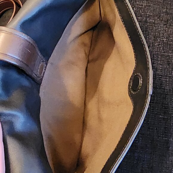 Cole Haan Soft Black Leather with Brown Trim Leather Crossbody Bag - Picture 9 of 11